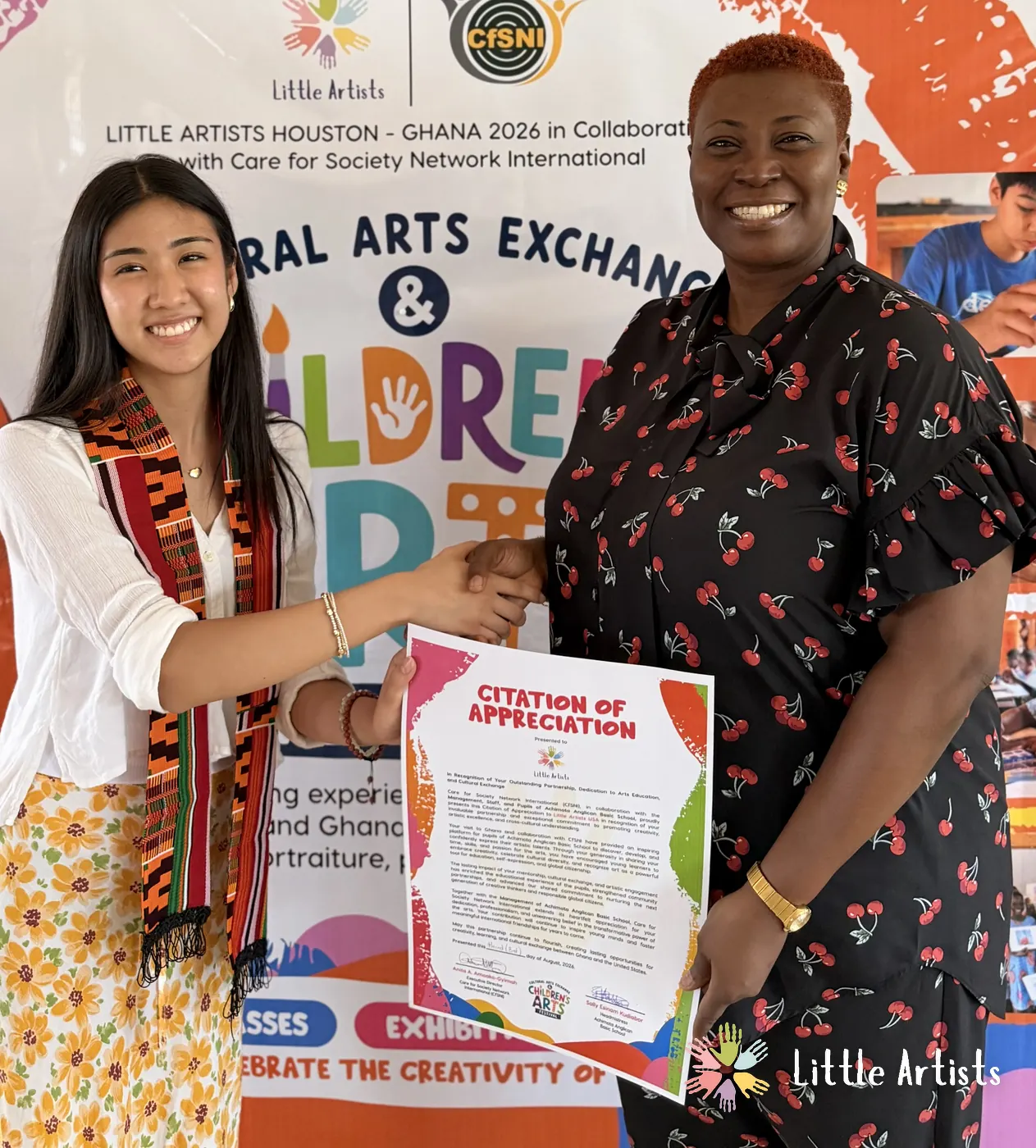 Little Artists receiving a Citation of Appreciation from Care for Society Network International